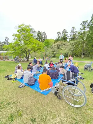 外でピクニック